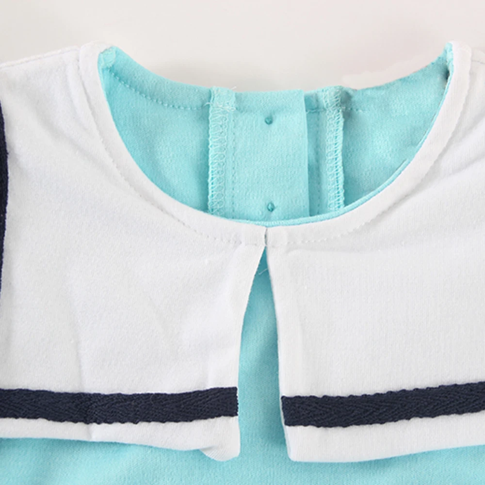 Летнее хлопковое платье для девочек с матросским воротником | Детская одежда и