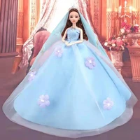 16 bjd dolls clothes fashion blue floral princess dresses wedding party gown for barbie clothes clothing 11 5 doll accessory