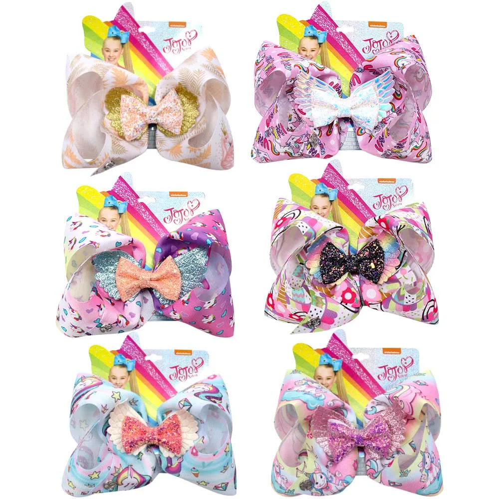 7 &quotJojo Луки Jojo Siwa большой единорог заколки бантики для волос девочек блеск крыло