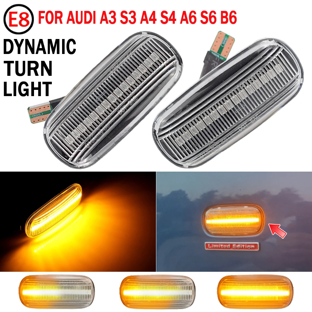 

2pcs LED Side Marker Light Flowing Water Indicator Turn Signal Lights For Audi A3 S3 8P A4 RS4 S4 B6 B7 B8 A6 S6 RS6 C7 A6 C5