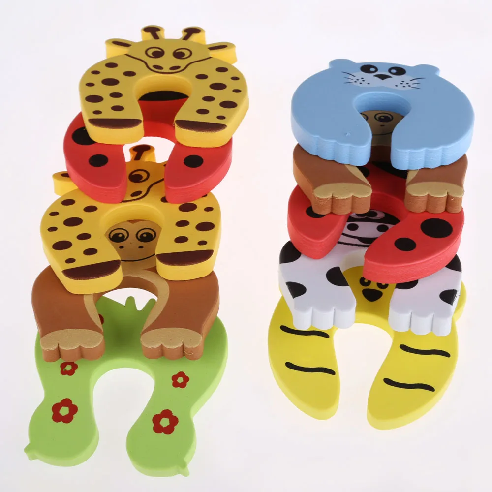 Pinza de seguridad con dibujos animados para puerta de ni&ntilde;o, tap&oacute;n de seguridad de mano, Animal bonito, Clip de seguridad para beb&eacute;, 10 unids/set por juego-1