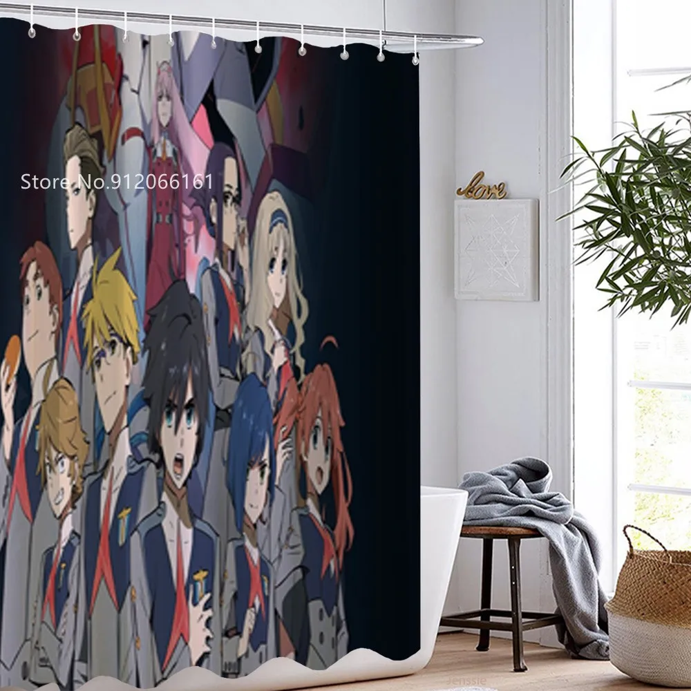 

DARLING In The FRANXX Shower Curtain 3D Print Japan Cartoon Anime Bathroom Curtain Home Dorm Decor Bathtub Hanging Curtains