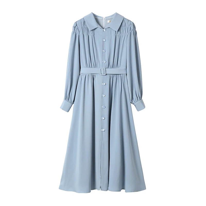 2019 Новое модное женское винтажное платье синие длинные платья | Женская одежда