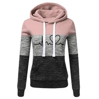 2021 womens color matching hoodie long sleeve fleece pullover letter love print sweatshirt fall spring clothing