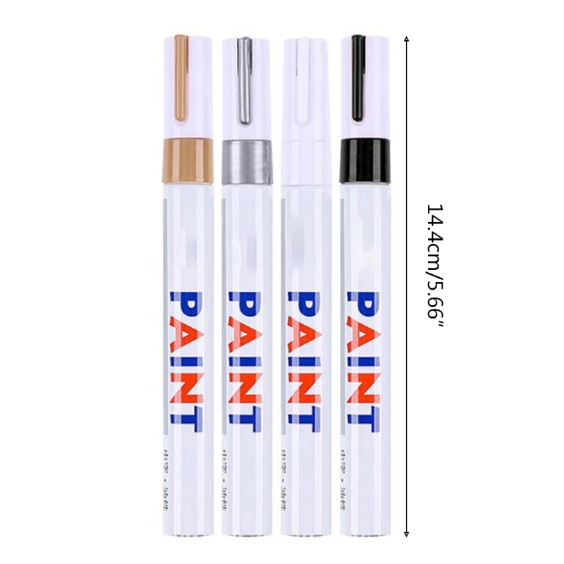 

4 Pcs Waterproof Permanent DIY Metallic Paint Marker Pen for Car Tyre Tire Tread