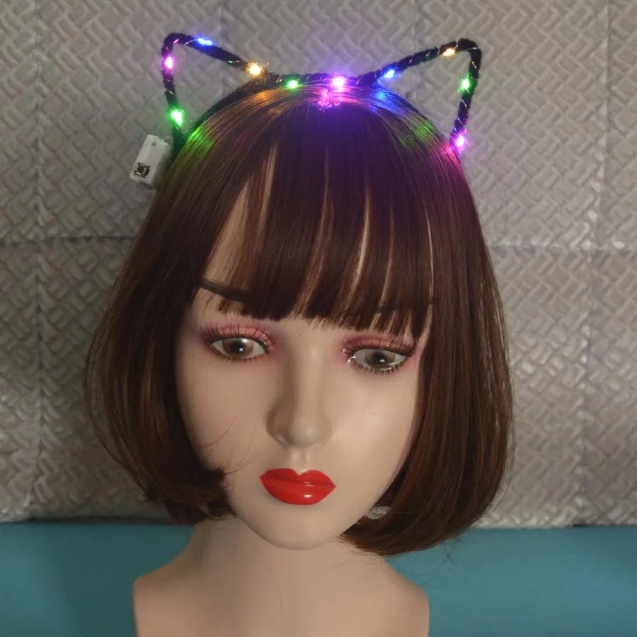 Женский костюм с кошачьими ушками светящаяся повязка на голову со