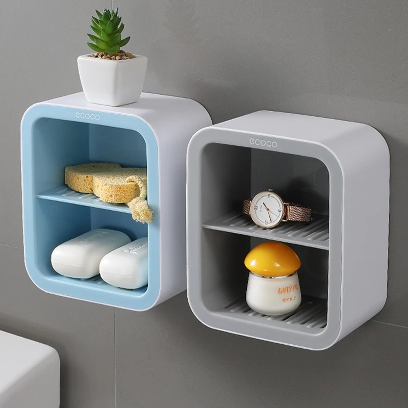 ecoco portable soap dishes for a bathroom wall mounted soap holder organizer plastic double storage rack bathroom accessories free global shipping