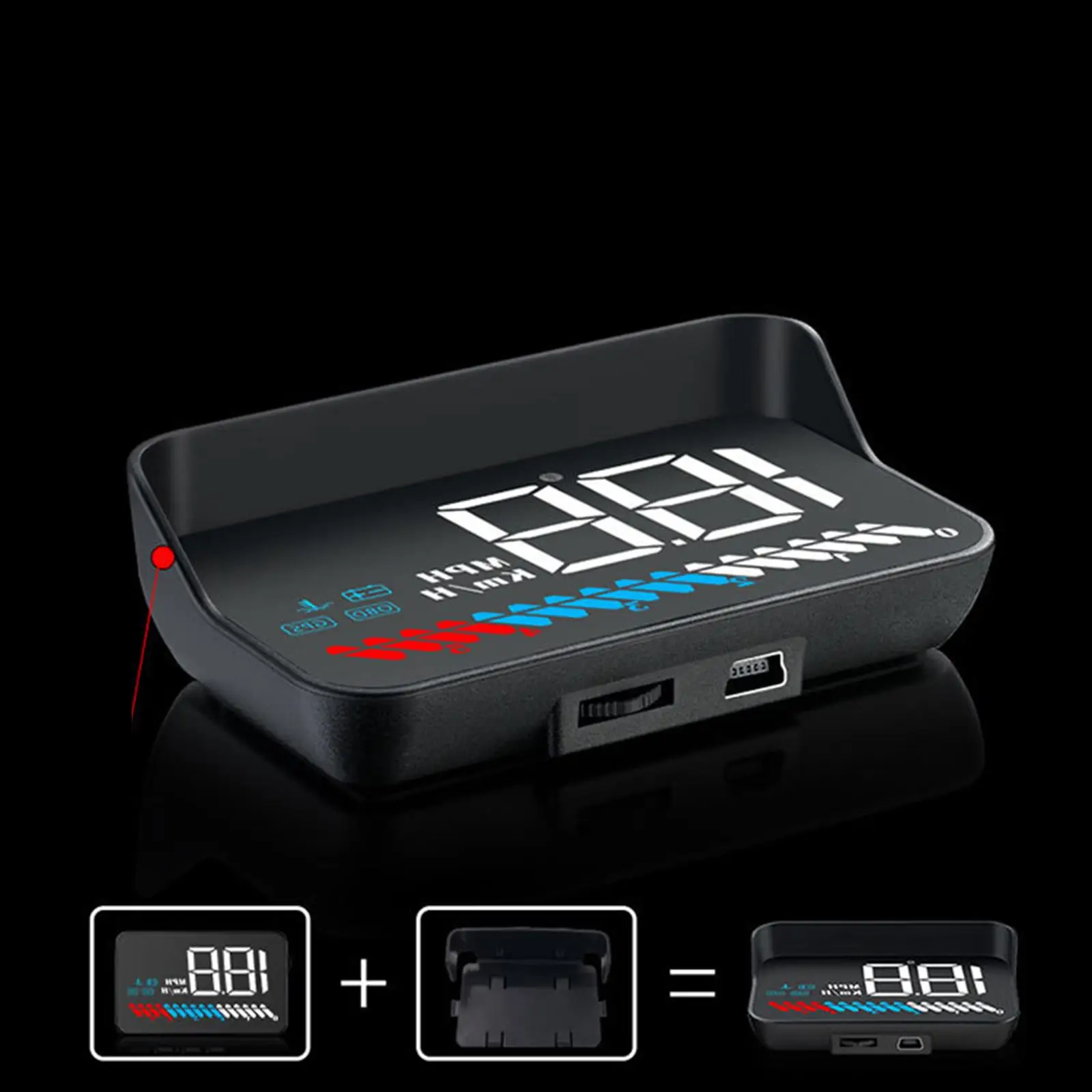 

Мультифункциональный дисплей на лобовое стекло для автомобиля HUD OBD2 GPS практичный функциональный проектор на лобовое стекло цифровой 3,7 дюй...