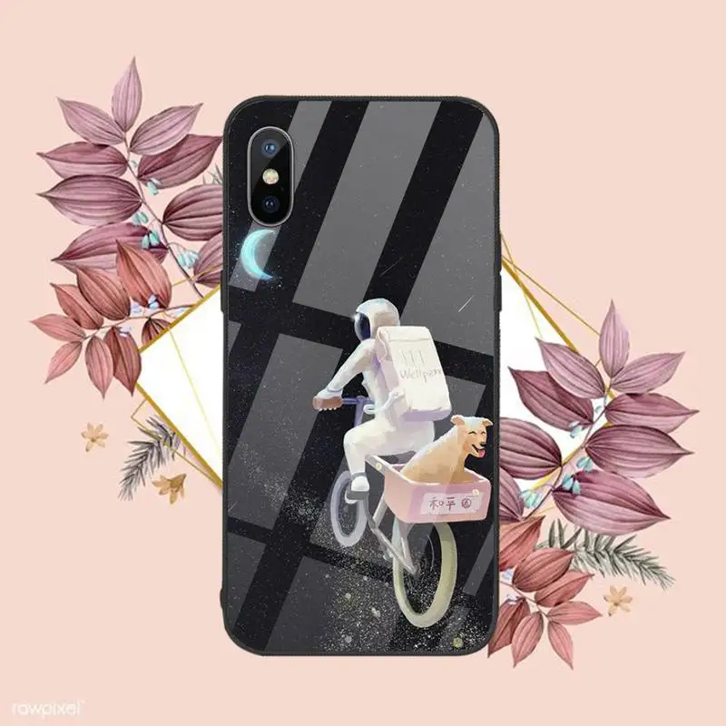 

Cosmonaut moon Phone Case Tempered glass For iphone 6 6S 7 8 plus X XS XR 11 12 mini PRO MAX