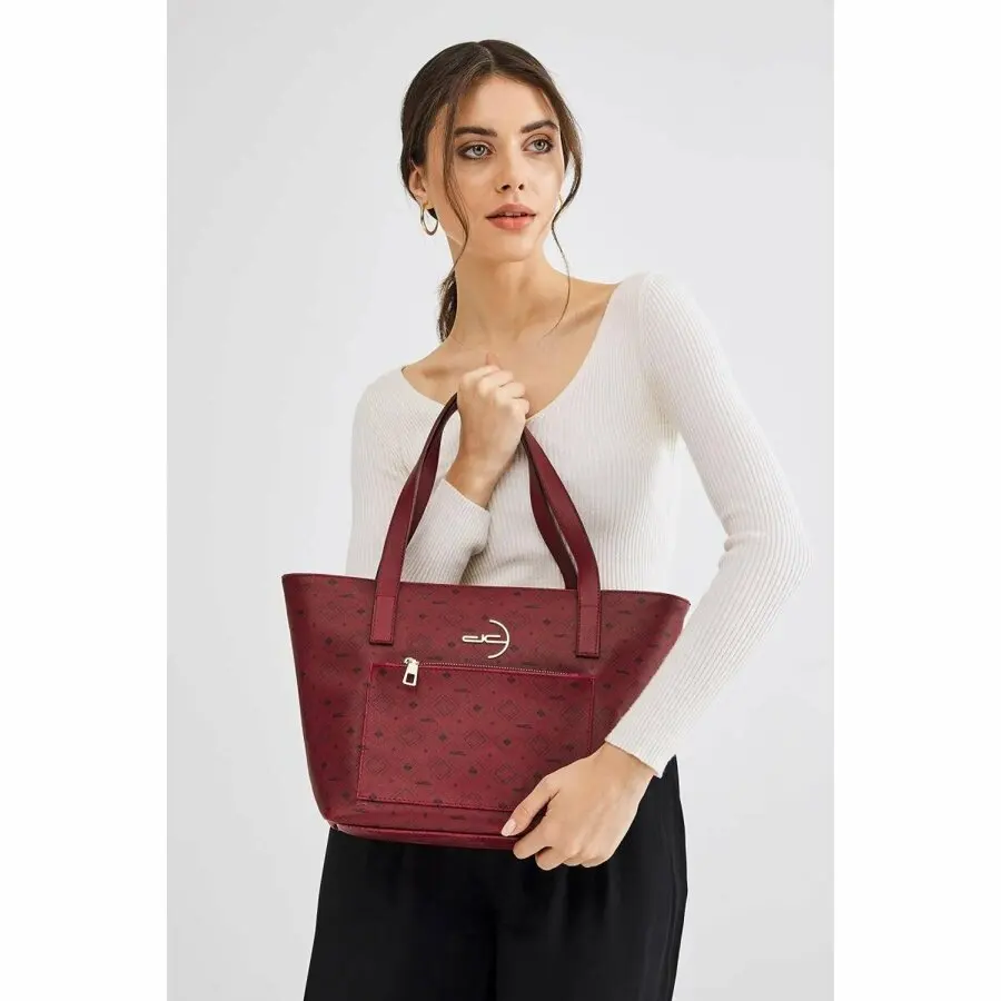 

Bags for Women 2021 Fashion LEATHER COMPANY Women's basic shoulder bag monogram print logo burgundy black (4008b) 214014