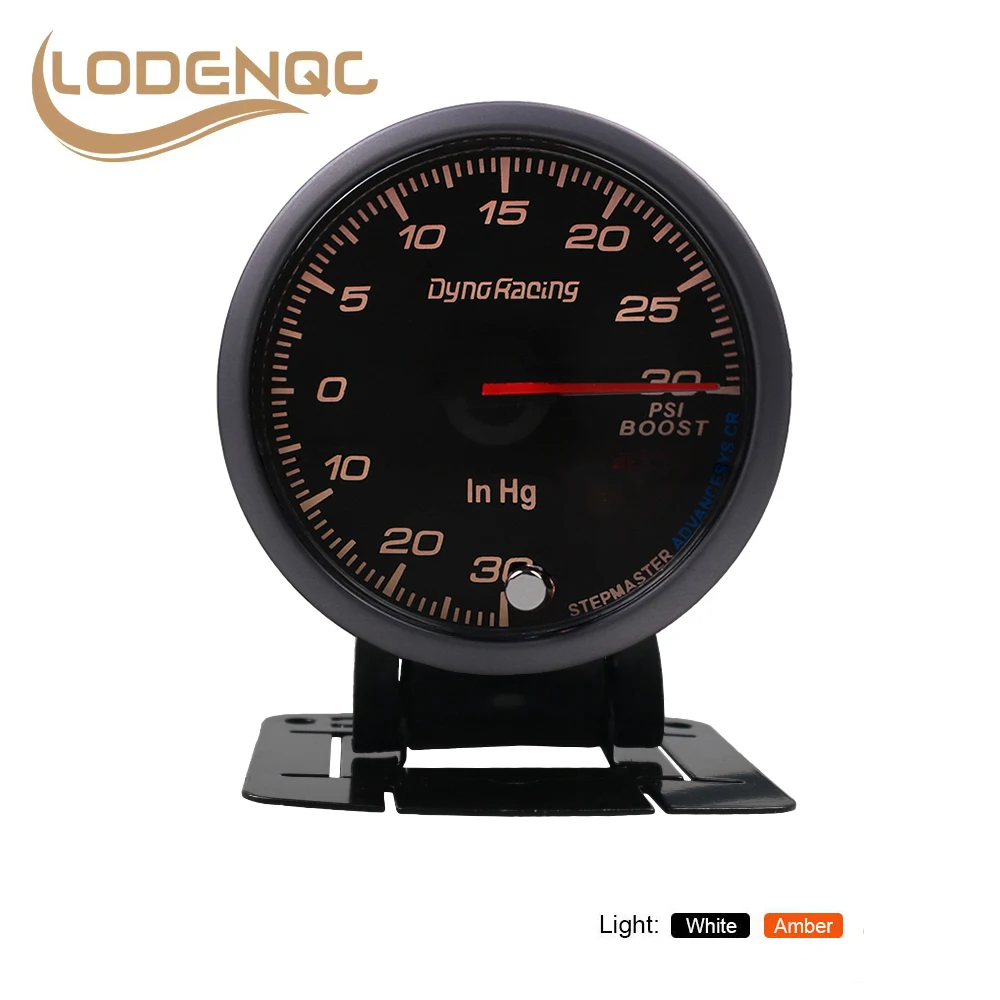 

Lodenqc Car Meter 60MM Black Face Turbo Boost Gauge Amber/White LED 30~30 Psi Boost Gauge With Peak Function Car Meter