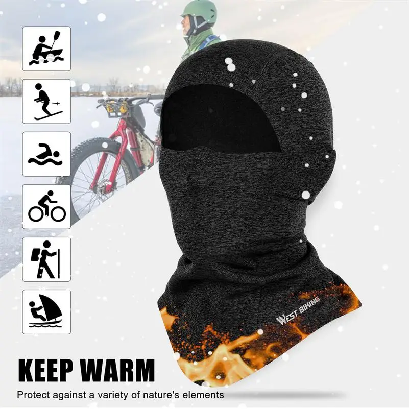 WEST BIKING, Зимняя Маска для лица, шарф, Теплая Лыжная маска для сноуборда, велосипеда, маска для бега, рыбалки, шеи, теплая спортивная Балаклава, шлем шляпа Кепка