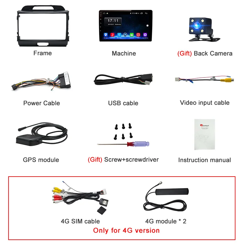 Junsun V1 2G+ 32G Android 9,0 DSP автомобильный Радио Мультимедиа Видео плеер навигация gps 2 din для KIA Sportage 3 2010 2011- без dvd