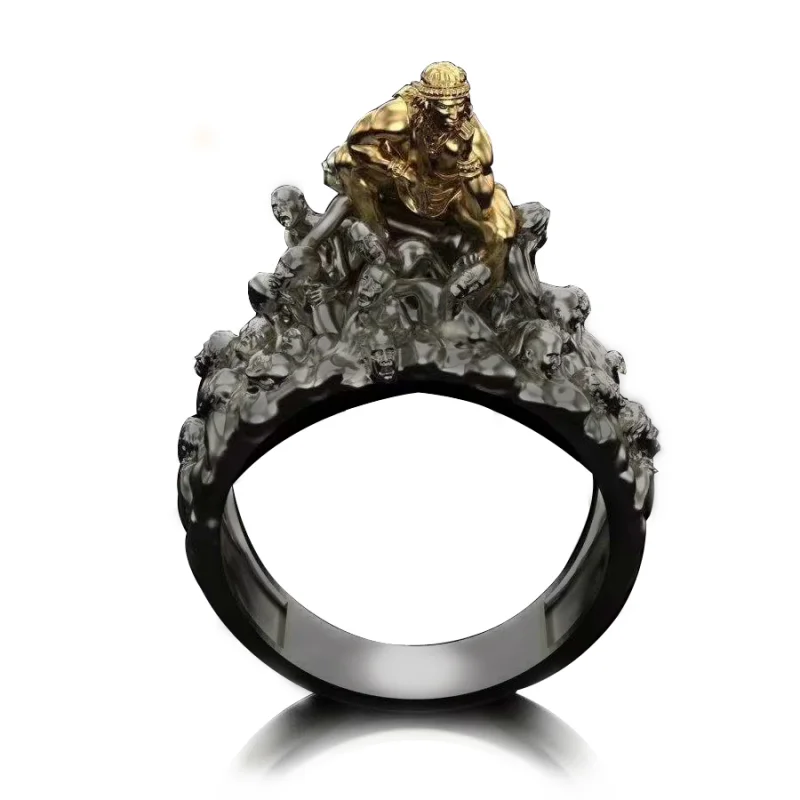 

FDLK Unique Two Color Punk Ring Horror Trendy Vampire Skull Finger Rings Unisex Cool Party Gifts For Men
