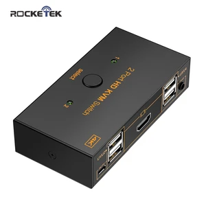 Rocketek KVM switch USB 2,0 HDMI-совместимый 4K Splitter Принтер Мышь Клавиатура Share Switcher Box Компьютерный контроллер адаптер