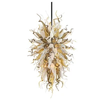 modern pendant lamps hand blown glass chandeliers white gold amber color led art decor restaurant duplex living room lights