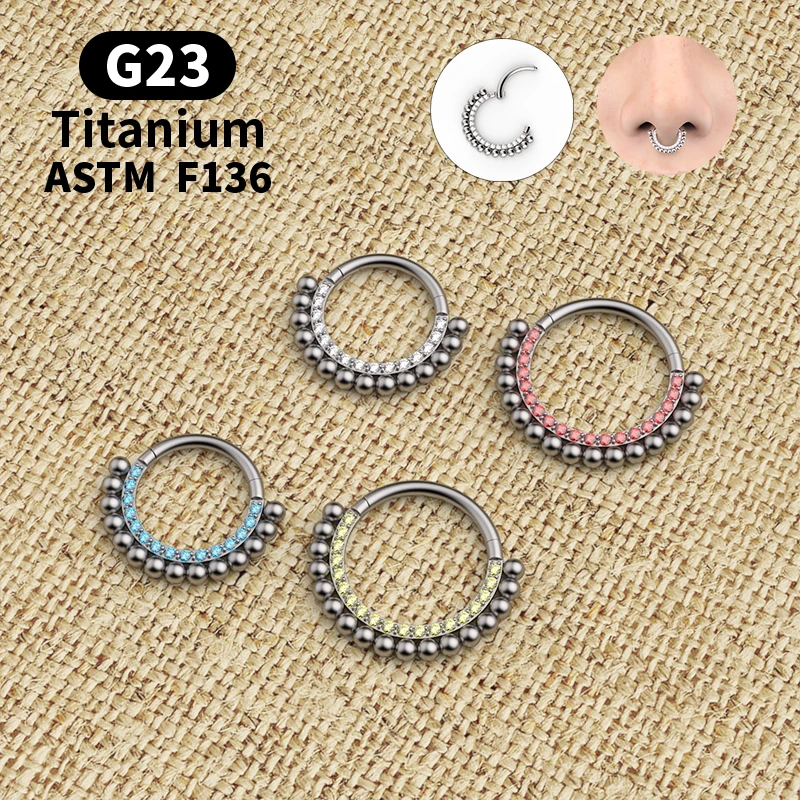 

Hera Hot Selling G23 Titanium Zircon Stone Superior Quality Hight Segment Rings Open Small Septum Piercing Nose Earrings Jewelry