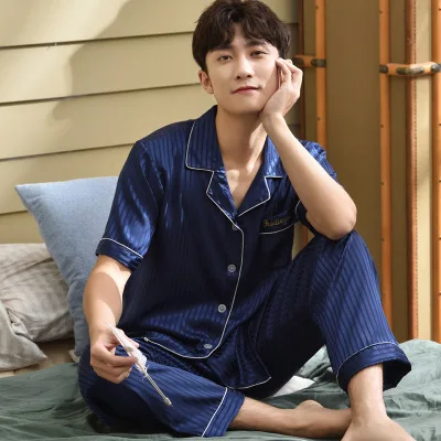 Роскошный Пижамный костюм атласные шелковые пижамные комплекты одежда для сна