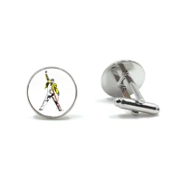 fashion freddie mercury copper cufflinks time gem glass cabochon cuff button game related jewelry cute gifts for men wholesale