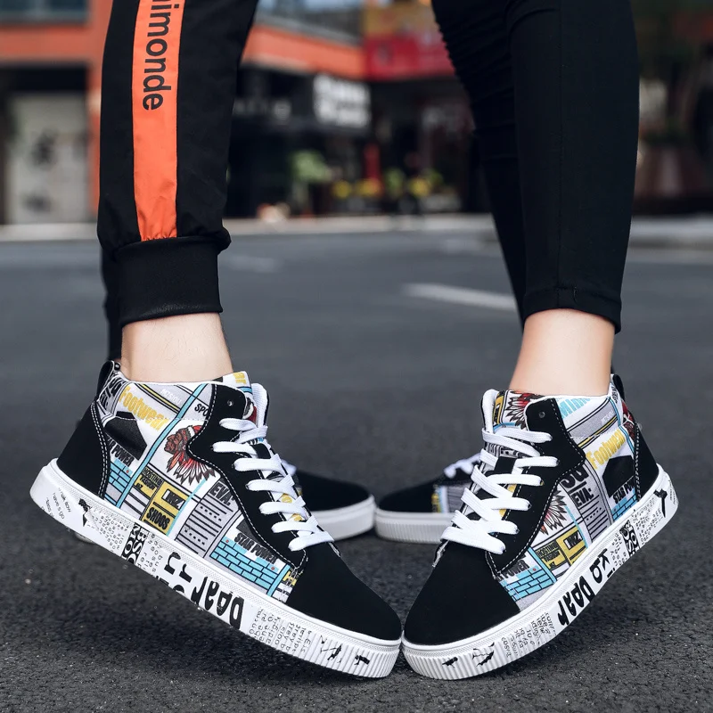 Мужские тканевые кроссовки X удобная повседневная обувь с рисунком граффити