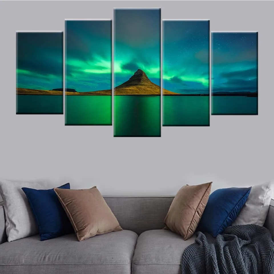 Печать HD холст Настенная картина домашний декор для гостиной 5 панелей Исландия
