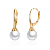 fashion design 8mm white pearl earrings for women gold silver color plated drop earrings with pearl zirconia party jewelry gifts