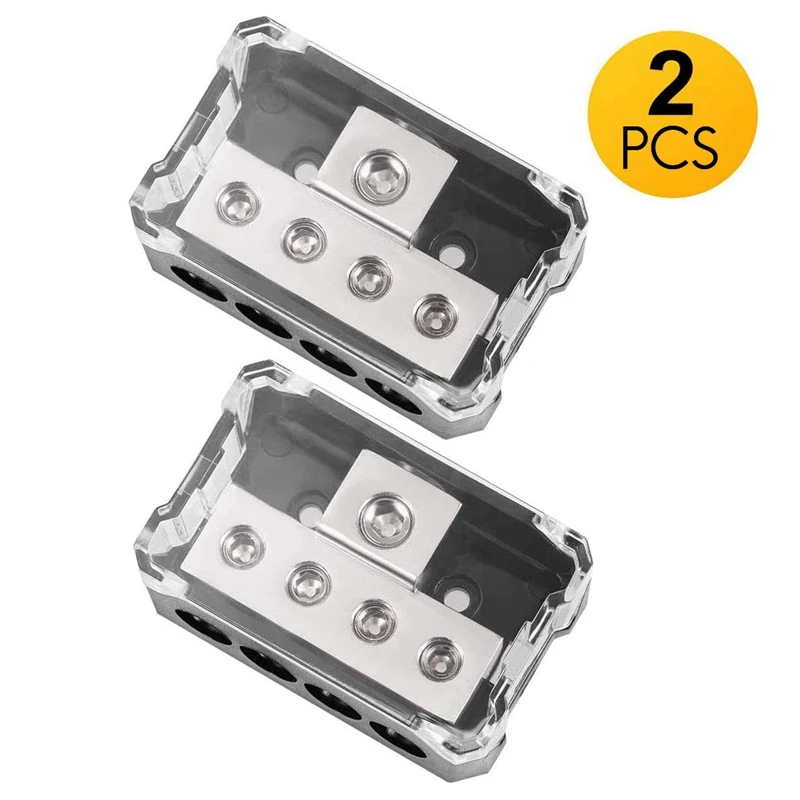 

4-сторонний распределительный блок питания 1X 0/2/4 AWG в 4X 4/8/10 Out Amp блок распределения питания для автомобильного усилителя звука 2 упаковки