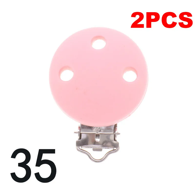 RC-35 Candy Pink Fkisbox 2pcs Mouse Pacifier Clip Silicone Bead Baby Teether& Plastic Teething Accessories Nipple Clasps Toy DIY Round Koala - Цвет: RC-35 Candy Pink
