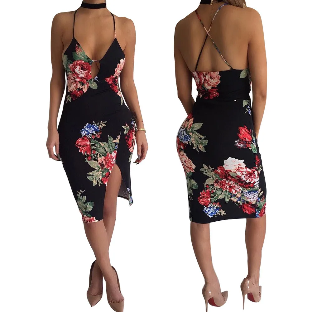 

Printed Women's Dress Summer 2021 New Suspender Backless Dress Pencil Dress
