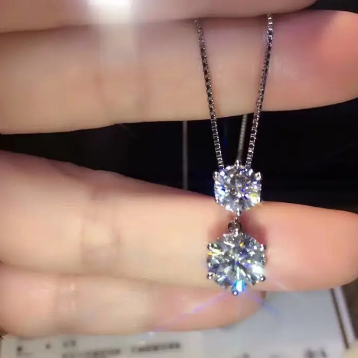 

TN261 lassic 1 carat +2carat NSCD Simulated Gem 6 prongs Pendant Necklaces For Women