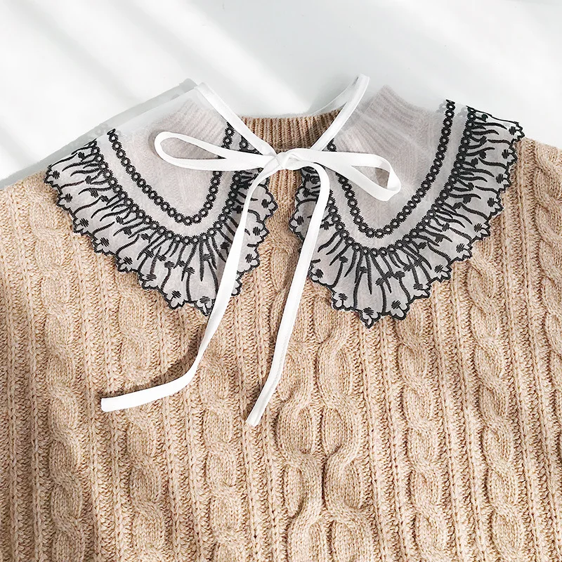 

New Women Detachable Collars Lace False Fake Collar Shirt Lapel Embroidery Hollow Girl Fake Collars Lace DIY Detachable collars