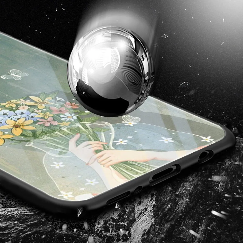 

Floral Case For Samsung A50 A70 A21S A51 A71 M30 A21 A30 A40 A41 S9 S8 S10 S20 Plus Note 20 Ultra 10 Glass Phone Cases Cover