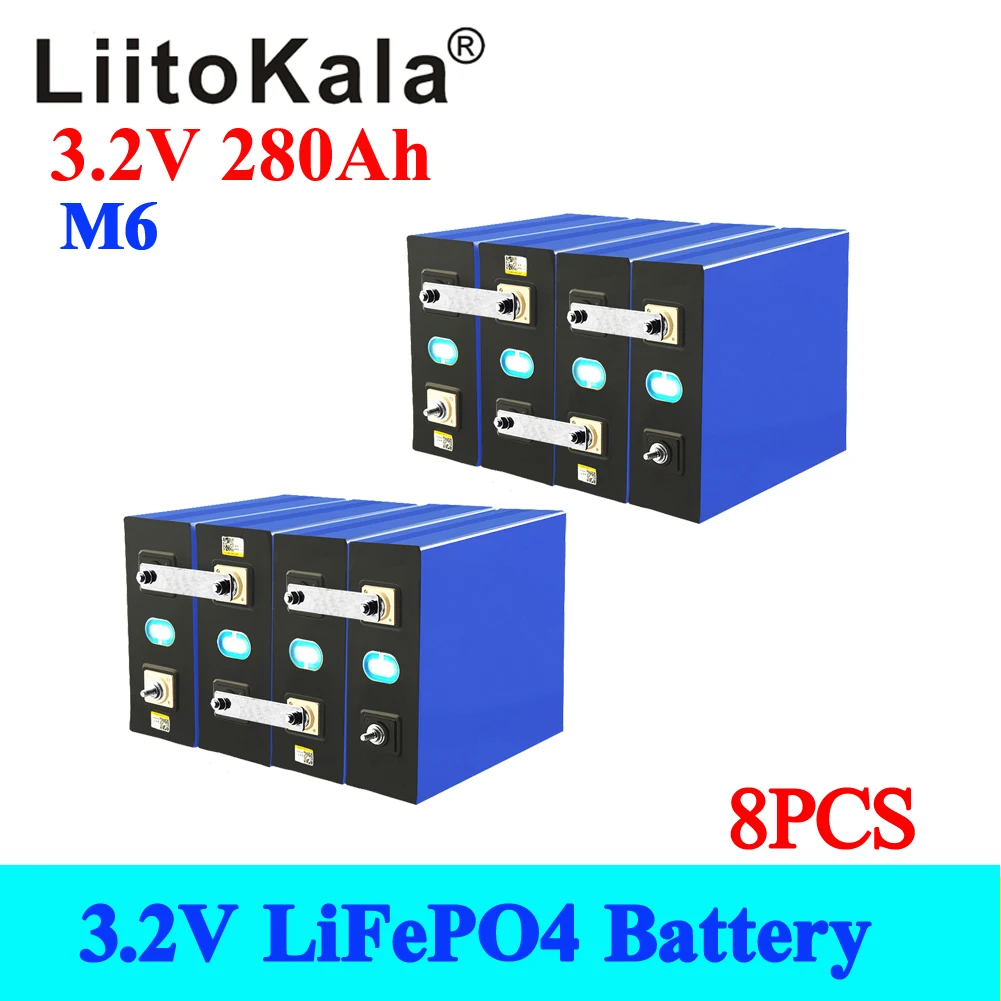 

8 шт. LiitoKala 4 шт. 3,2 В Ач Lifepo4 аккумуляторная батарея литий-железо-фосфатная солнечная батарея 12 в 24 В Ач класс A Lifepo4 аккумуляторная батарея