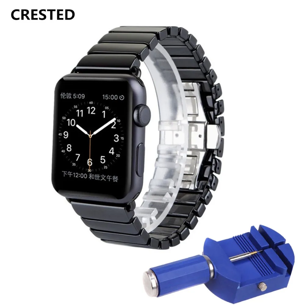 Керамический ремешок для apple watch Band 4 3 44 мм/40 мм 42 мм/38 iwatch series 2 1 Бабочка петля