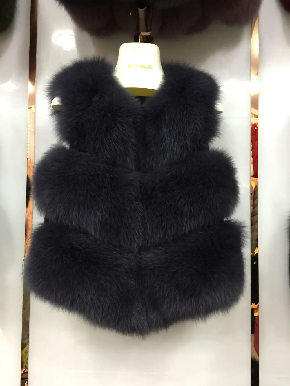 Dark Grey JKKFURS Новое поступление женские жилеты из натурального Лисьего меха высокого качества женские модные стильные жилеты из натурального меха 3 ряда куртки S7162 - Цвет: Dark Grey