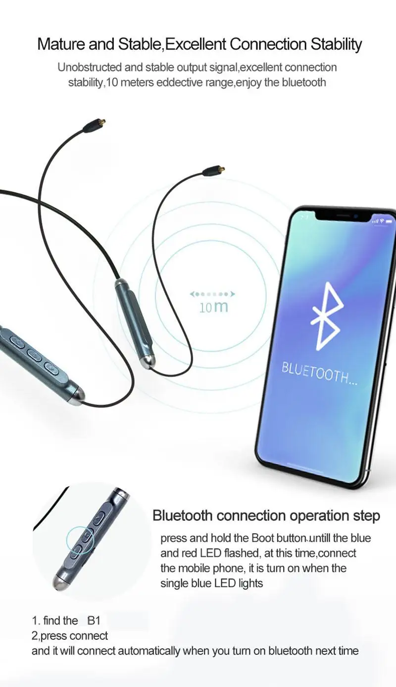 OKCSC Bluetooth 5,0 QCC3005 чип беспроводной APTX MMCX кабель для наушников IPX5 водонепроницаемая поддержка для iPhone AAC SBC SHURE WESTONE W80