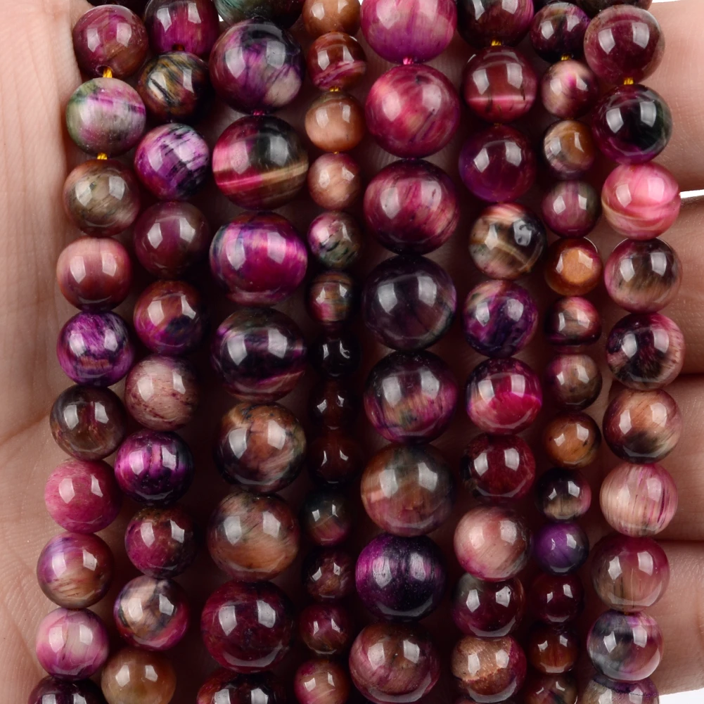 

Natural Rose Red Tiger Eye Stone Beads Round Loose Spacer For Jewelry Making DIY Bracelet Handmade 6/8/10mm