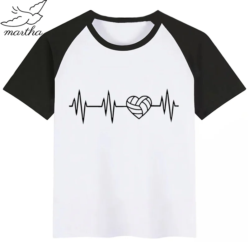 Летние топы для мальчиков и девочек с принтом сердцебиение Волейбольного мяча