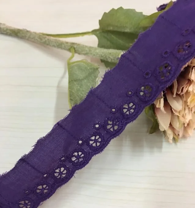 5 Meters/lot Hot Sale Embroidery Purple Cotton Lace Cloth Embroidered Fabrics Women's Clothing Diy Trim 3cm | Дом и сад
