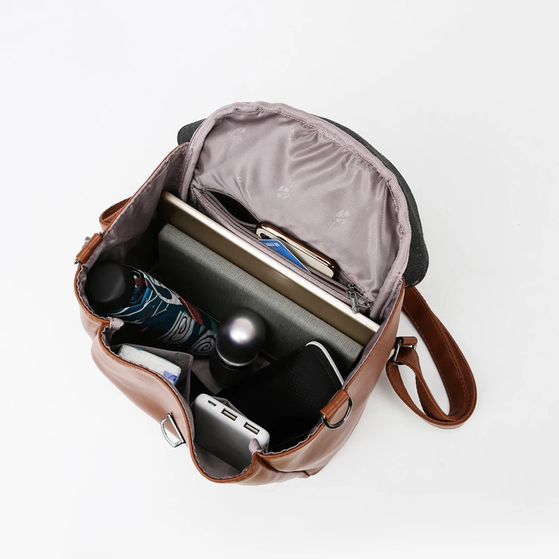 

Black Luxury Women PU backpack for Girls All-match Leather School Bags Elegant Female Large Capacity Backpack Waterproof Mochila