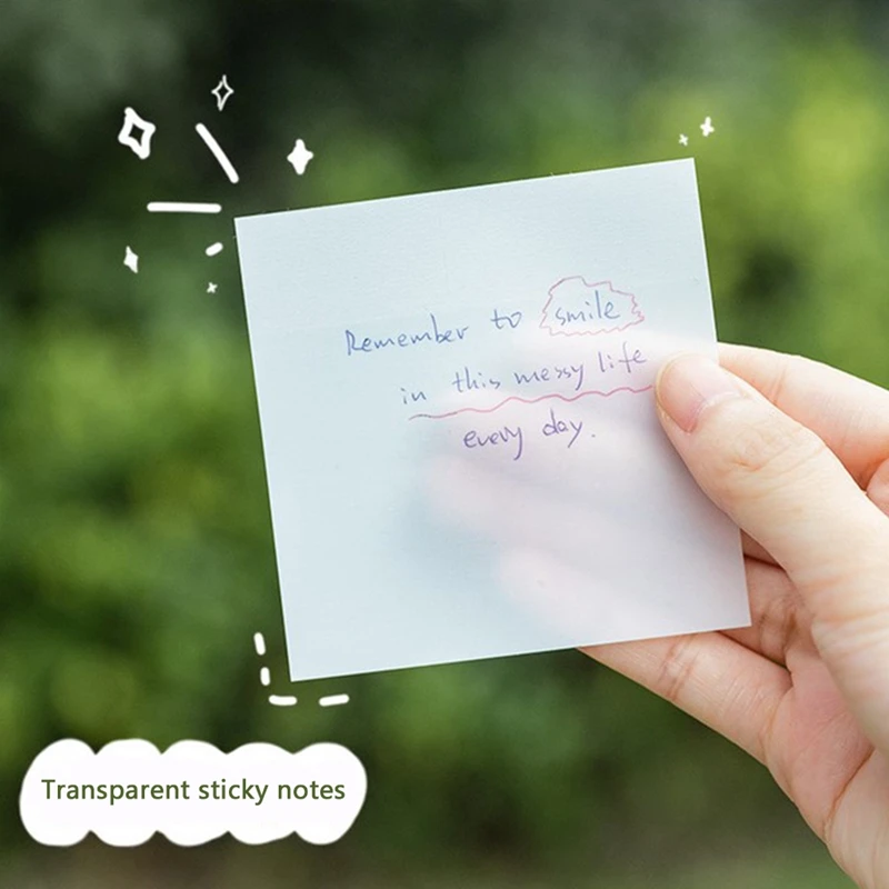 

50 Sheets Simplicity Ins Style Transparent Sticky Note Decoration Student Study Memo Pad School Office Supplies