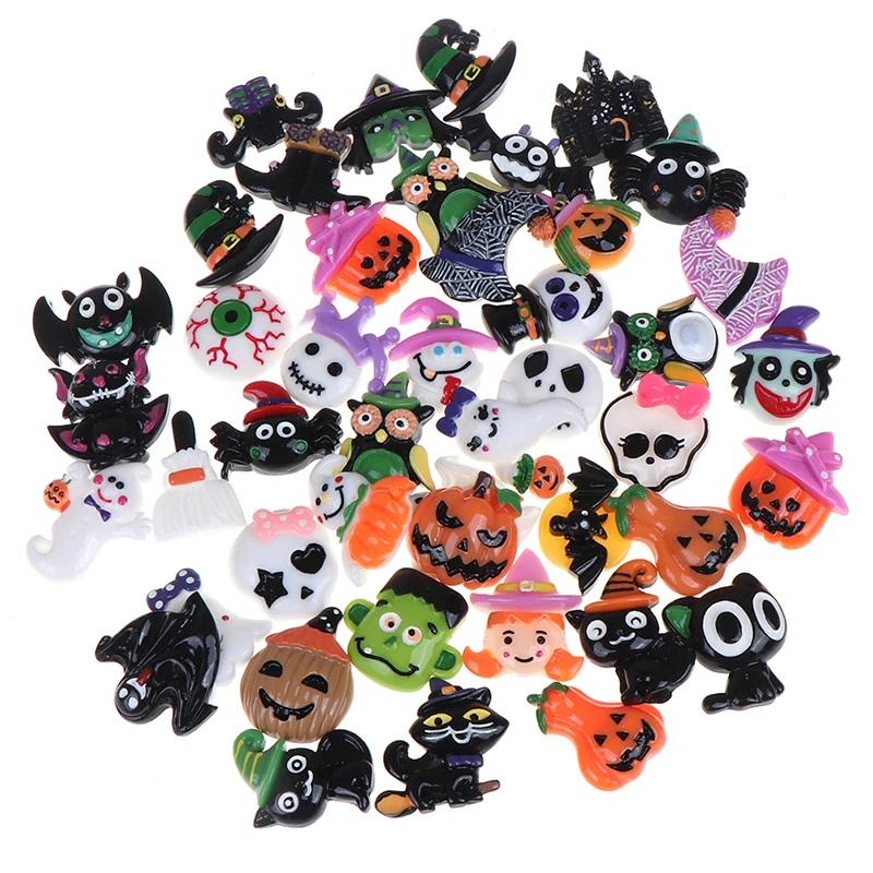 10 шт микс DIY Хэллоуин серии смолы Подвески flatback призрак тыква кабошон случайный |