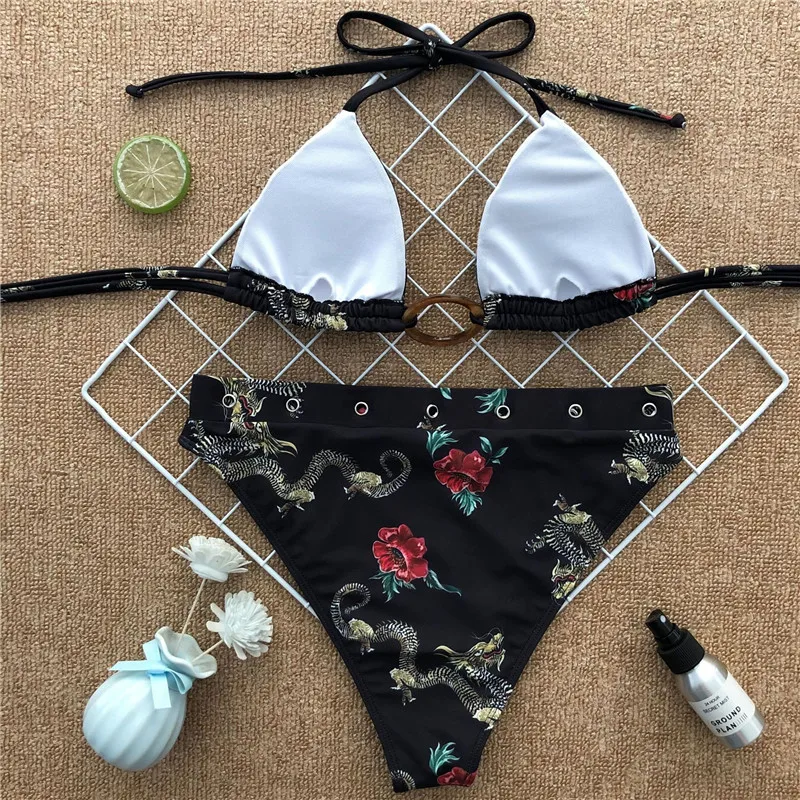 Винтажный комплект бикини In-X с высокой талией 2020 привлекательный треугольный