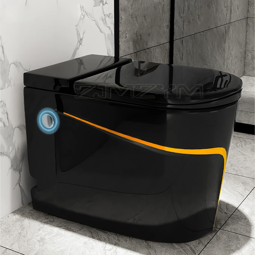 

Household Toilets Without Water Tanks Design Dual-flush S-Trap Buffer Cover Water-saving Toilets Black Personality Toilet