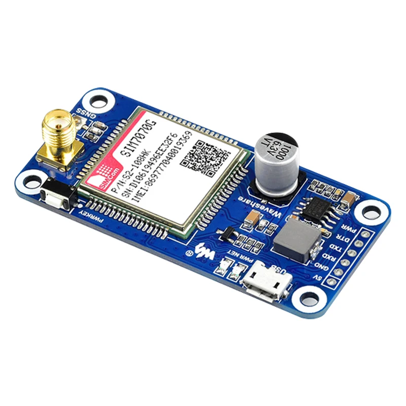 Шляпа SIM7070G NB-IoT / Cat-M GPRS GNSS для Raspberry Pi 4 Модель B /3B +/3B/Zero с позиционированием |