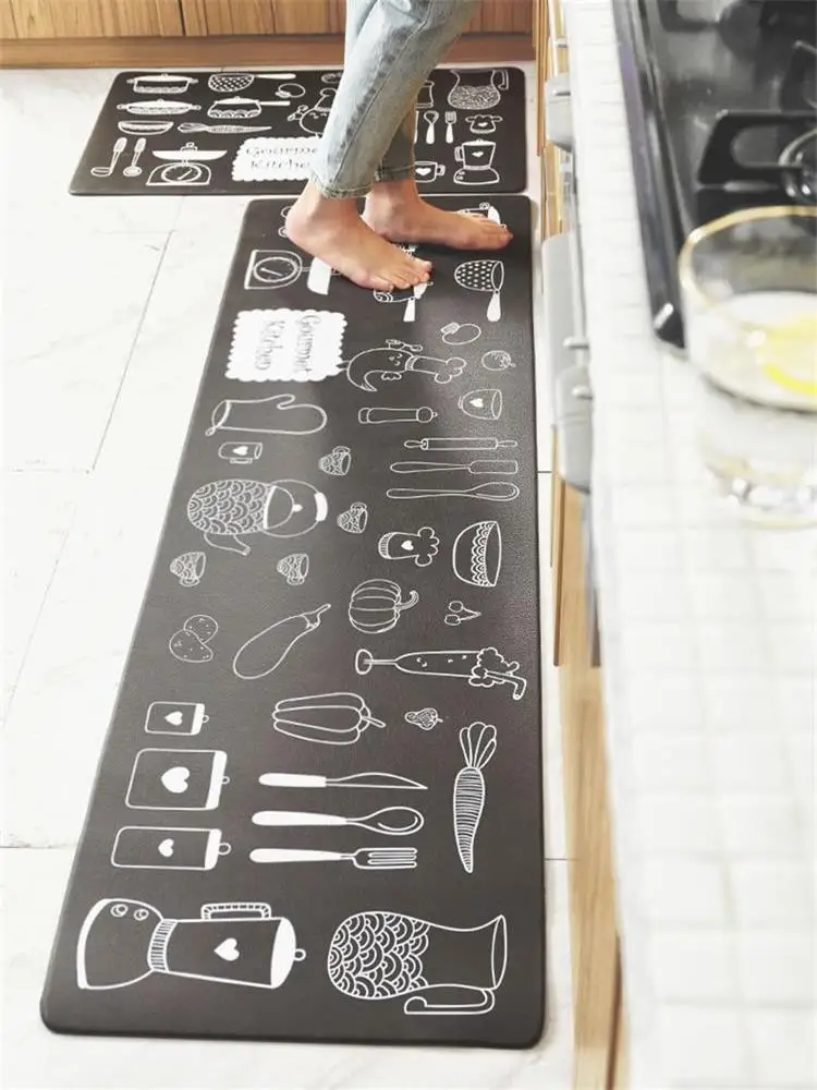 Водонепроницаемый коврик для кухни из ПВХ с антипроскальным эффектом, современный дизайн, для дома вход/коридор, безмытьевая  площадка для пола.