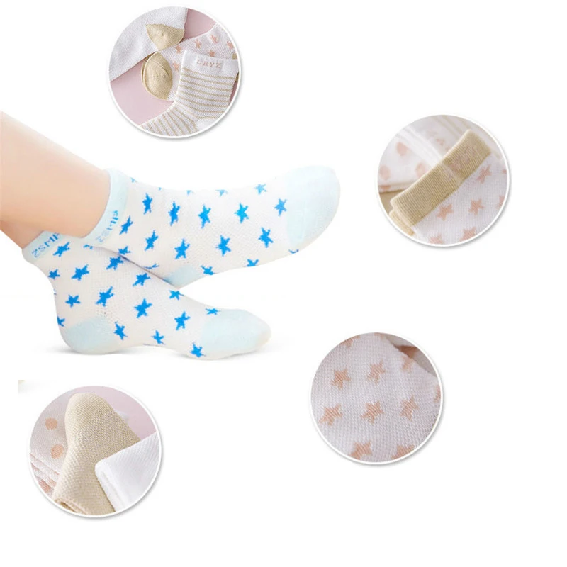 Летние трикотажные дышащие сетчатые тонкие носки для девочек 5 парт/Лот