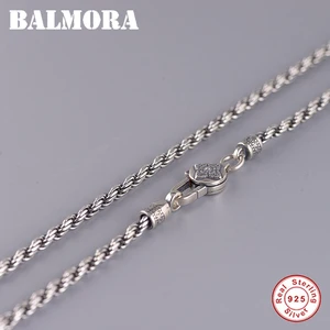 Цепочка BALMORA из настоящего стерлингового серебра 925 пробы, ретро буддистская цепочка с шестью словами сутры, ожерелья для женщин и мужчин, модные ювелирные украшения для пар