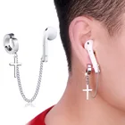 Серьги Airpods с защитой от потери, Посеребренная цепочка, стильные беспроводные наушники из титановой стали, приятные для кожи Аксессуары для ушей унисекс