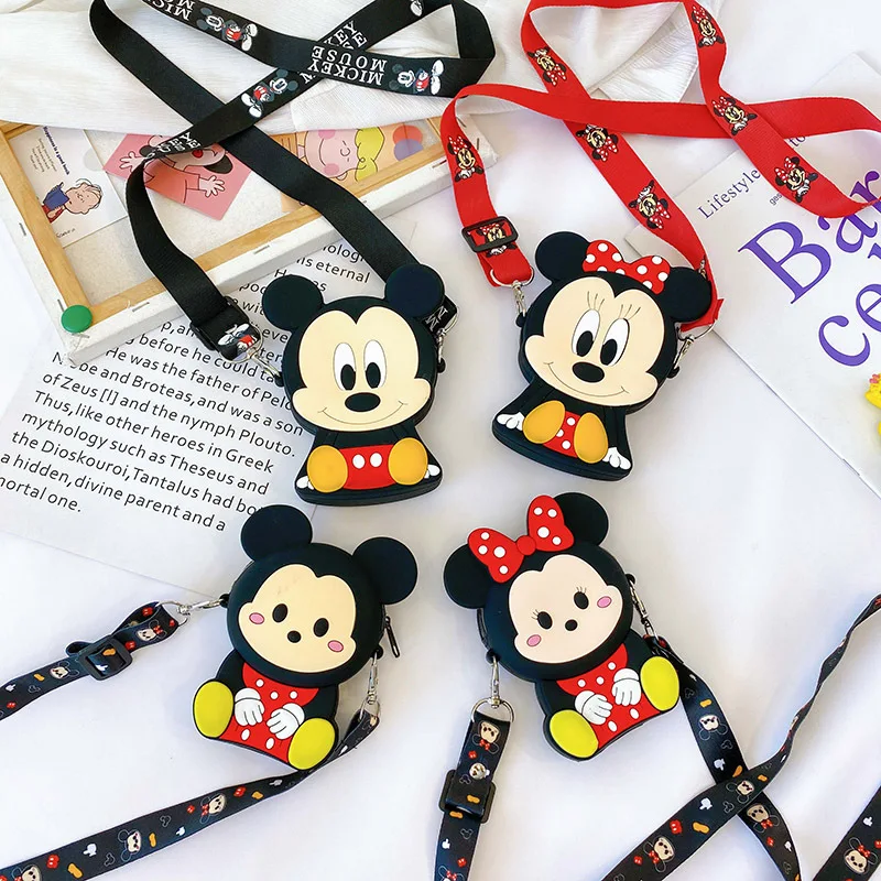 

Disney Mickey Minnie Silicone Waterproof Children's Bag Mini Shoulder Bag Cartoon Baby Girl Messenger Bag Baby Coin Purse